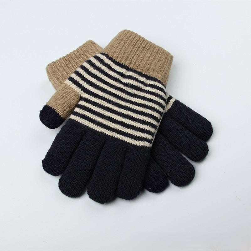 Colorblock Jacquard Knit Touchscreen Gloves - Color-I