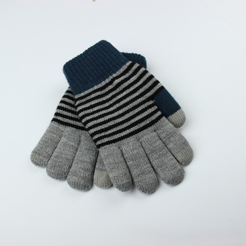 Colorblock Jacquard Knit Touchscreen Gloves - Color-L