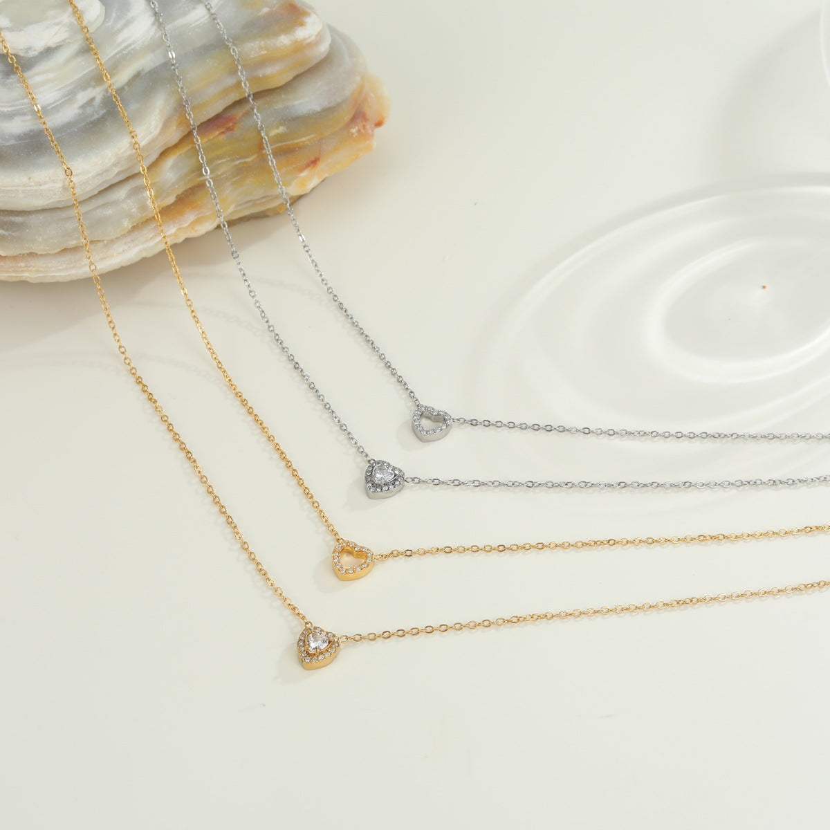 Layered Heart Pendant Necklace Set - view 1