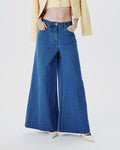 Vintage Wash Extra Wide Leg Jeans - Blue