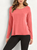 Open Back Twist Long Sleeve Blouse - Coral