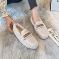 Sherpa Chain Loafers with Nubbed Rubber Sole - Cream