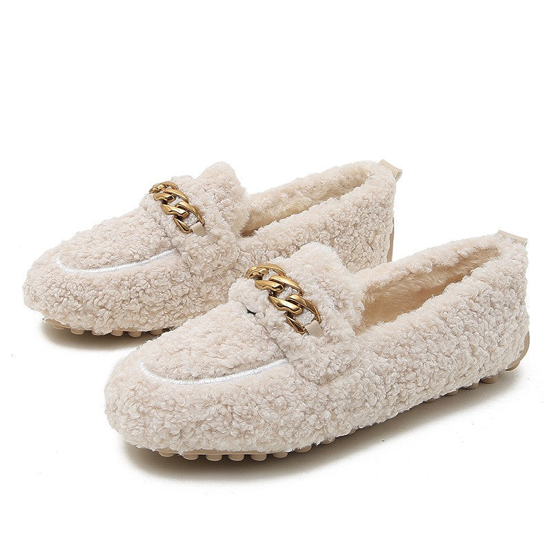 Sherpa Chain Loafers with Nubbed Rubber Sole