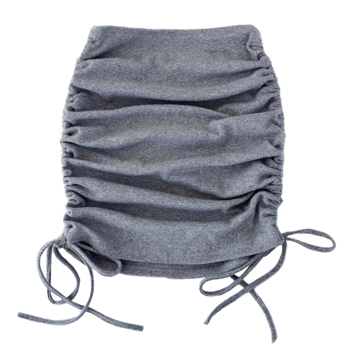 Ruched Drawstring Side Bodycon Mini Skirt - Grey