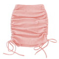 Ruched Drawstring Side Bodycon Mini Skirt - Pink