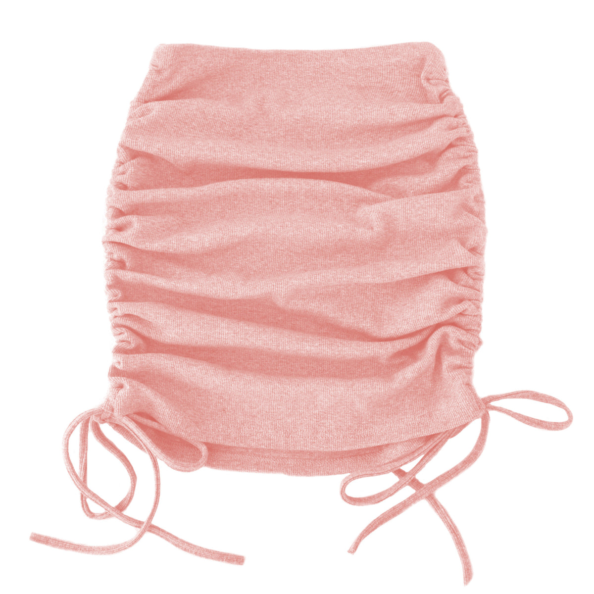 Ruched Drawstring Side Bodycon Mini Skirt - Pink