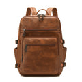 Two-Tone Faux Leather Laptop Backpack - Tan