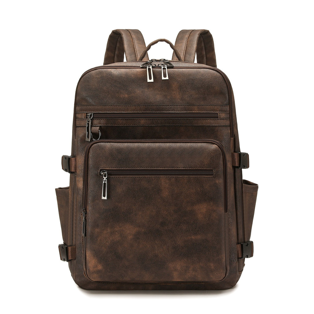 Two-Tone Faux Leather Laptop Backpack