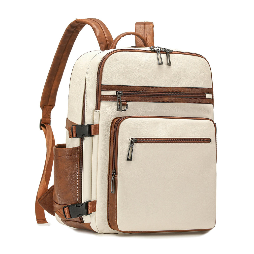 Two-Tone Faux Leather Laptop Backpack