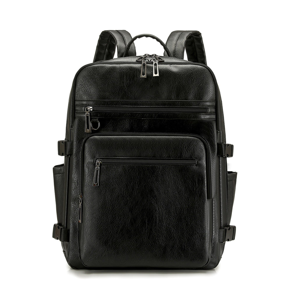 Two-Tone Faux Leather Laptop Backpack