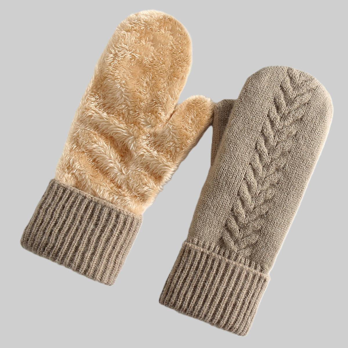 Fleece Lined Cable Knit Mittens