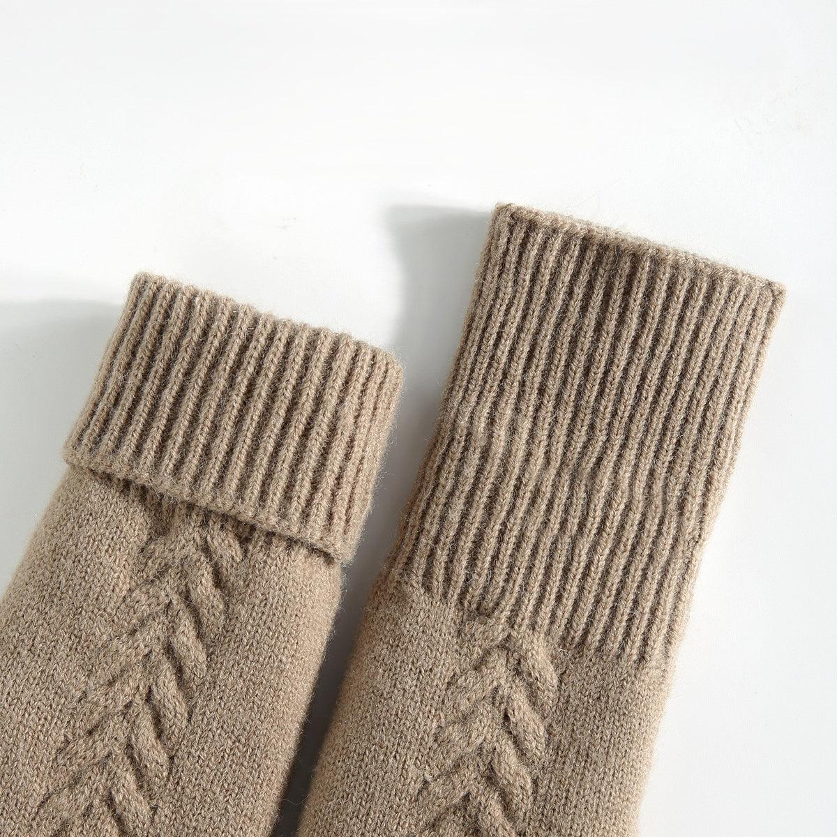Fleece Lined Cable Knit Mittens - view 1