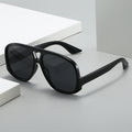 Oversized Retro Aviator Sunglasses - Black