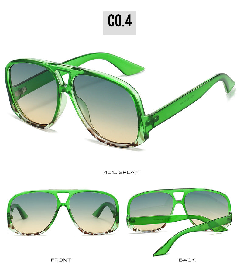 Oversized Retro Aviator Sunglasses - Green