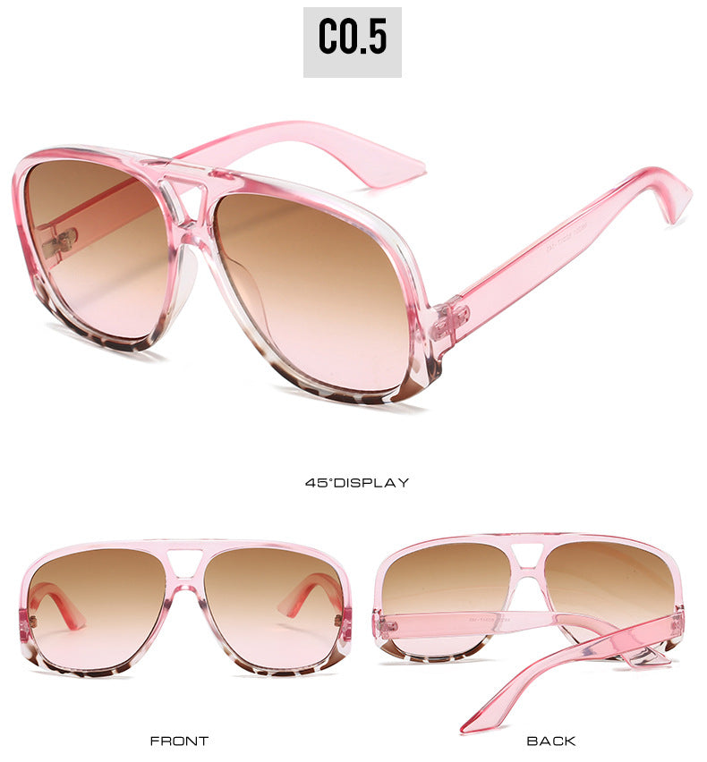 Oversized Retro Aviator Sunglasses - Pink