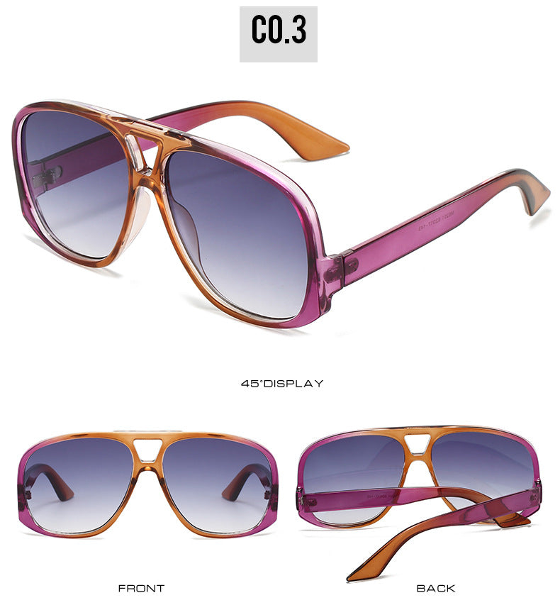 Oversized Retro Aviator Sunglasses - Purple