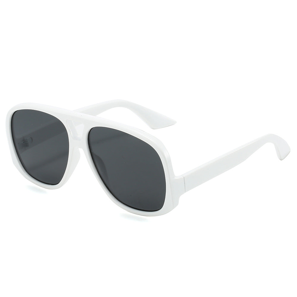 Oversized Retro Aviator Sunglasses - White