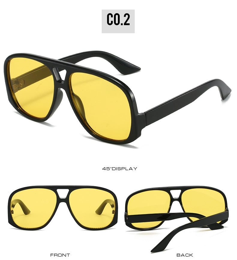 Oversized Retro Aviator Sunglasses - Yellow