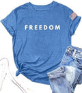 Patriotic Freedom Flag Graphic Cotton Tee - Blue