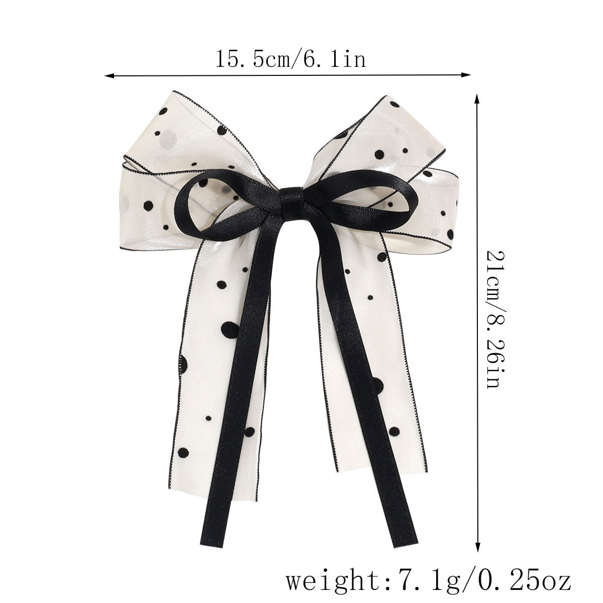 Sheer Tulle Bow Long Ribbon Hair Clip