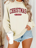 Varsity Letter Print Christmas Sweatshirt - Apricot