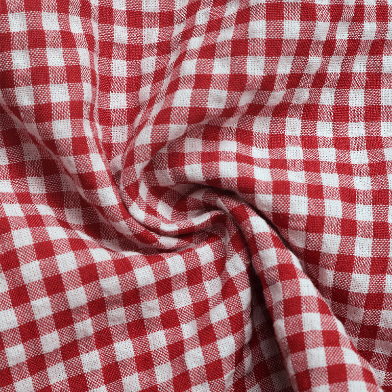 Gingham Lace Up Corset Tank Top - Red - 5