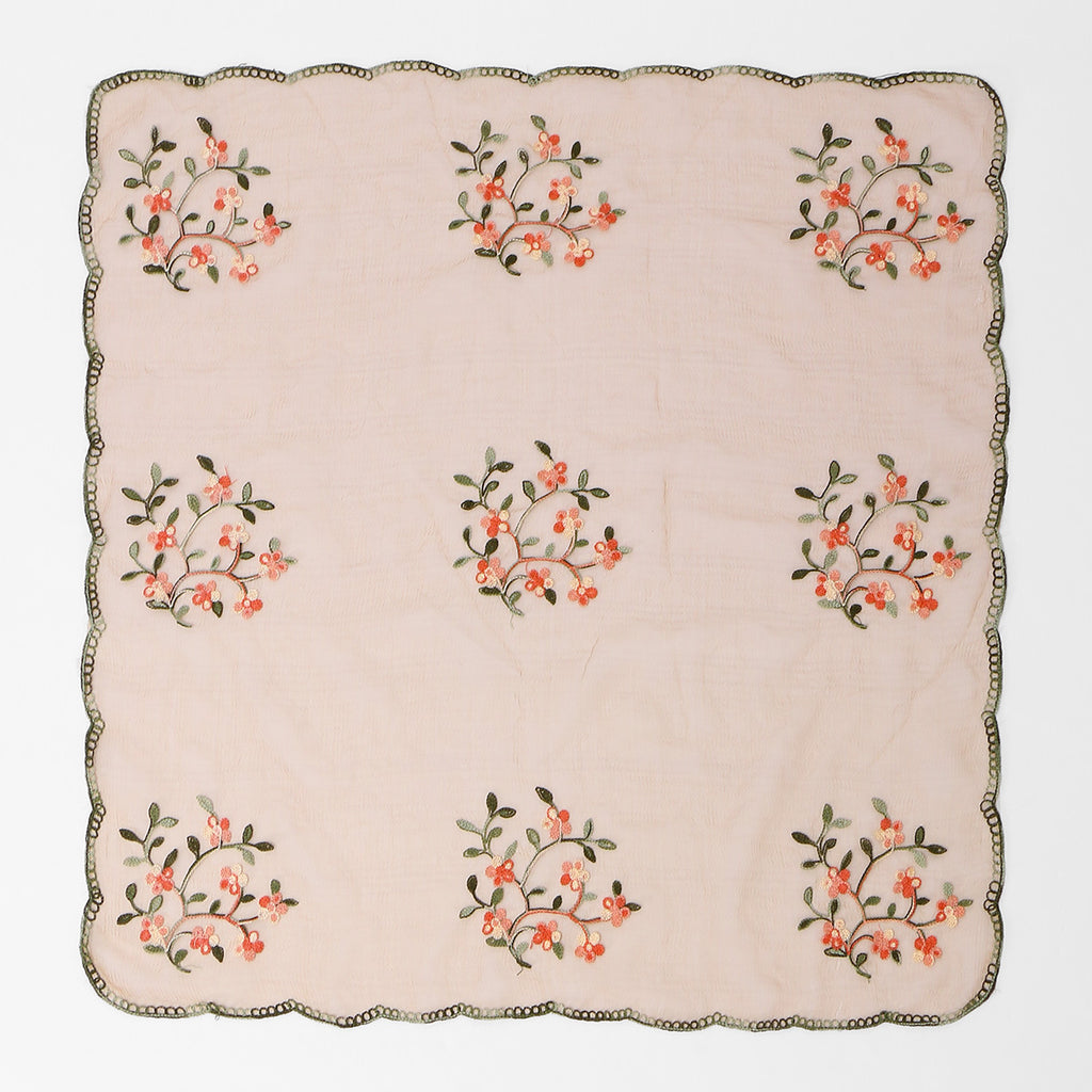 Sheer Organza Bandana With Blossom Embroidery