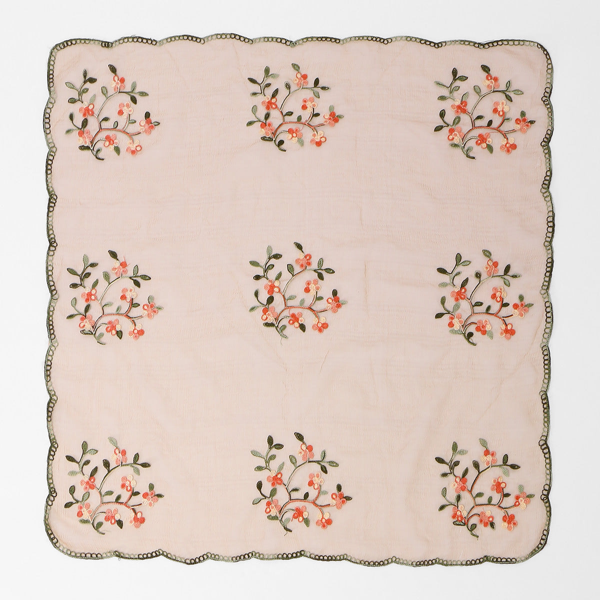 Sheer Organza Bandana With Blossom Embroidery