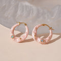 Marbled Resin Chunky Hoop Earrings - Pink