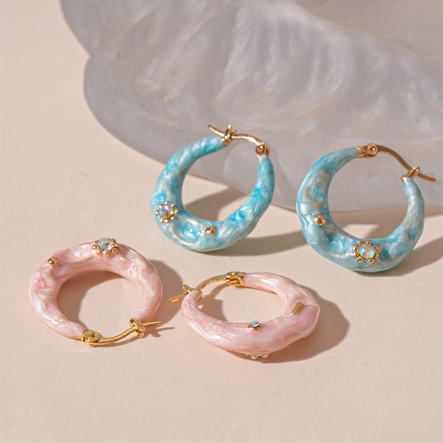 Marbled Resin Chunky Hoop Earrings