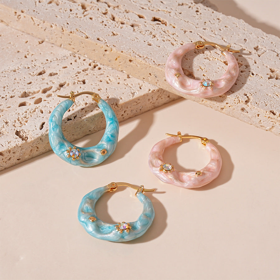Marbled Resin Chunky Hoop Earrings - view 1