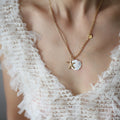 Seashell And Starfish Charm Chain Necklace - Gold