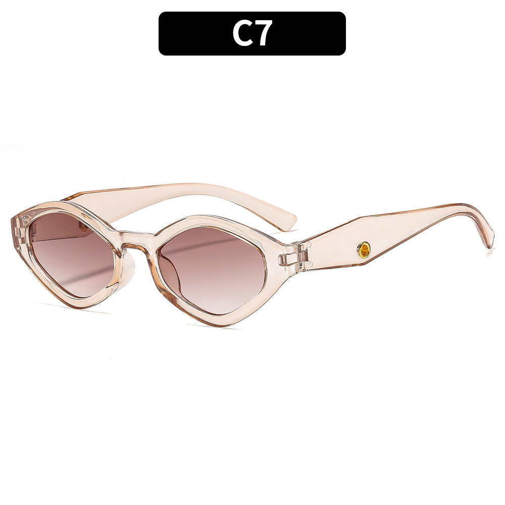 Retro Polygon Cat Eye Sunglasses - C7