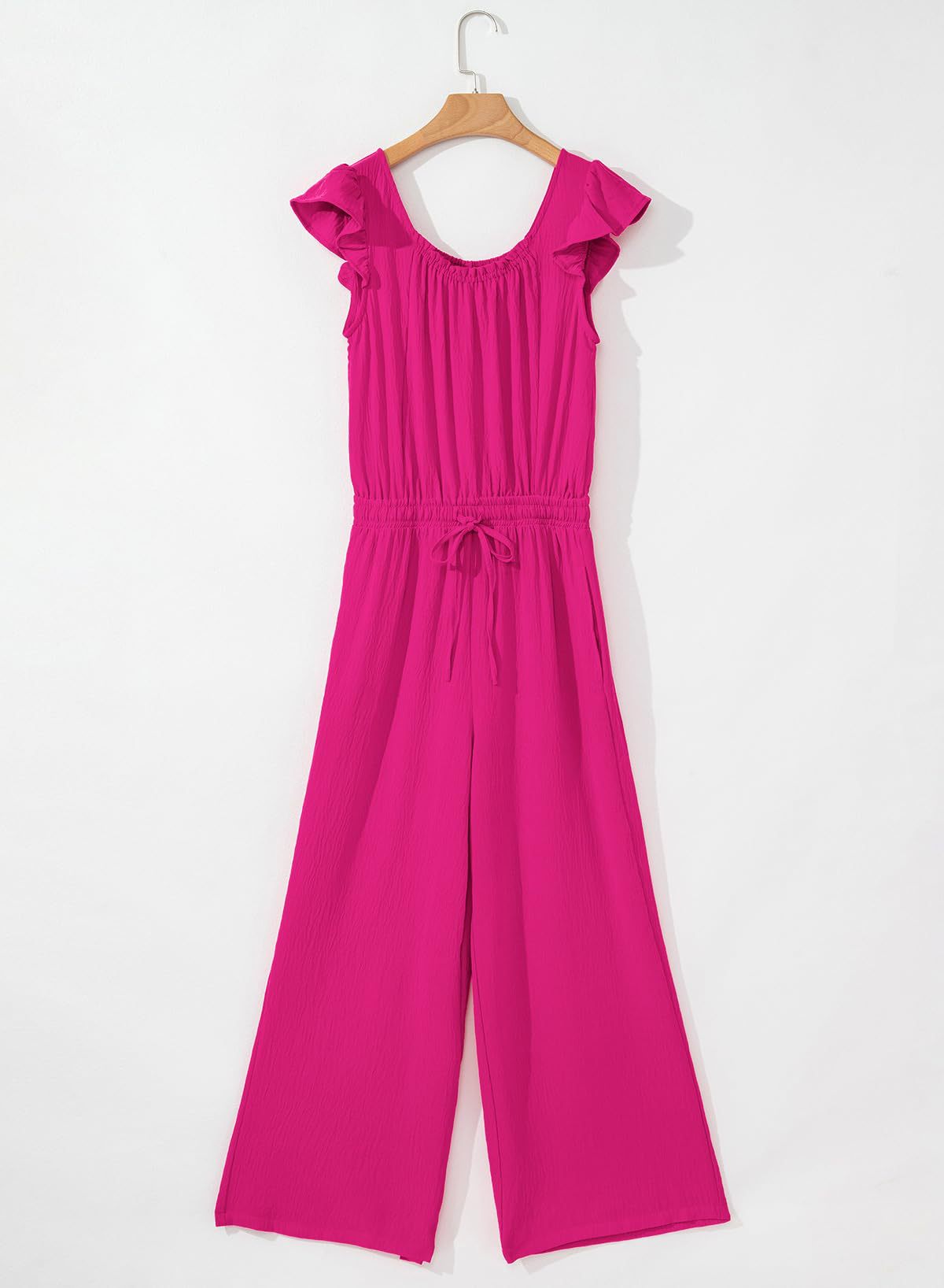 Ruffle Sleeve Square Neck Wide Leg Set - Black - 2