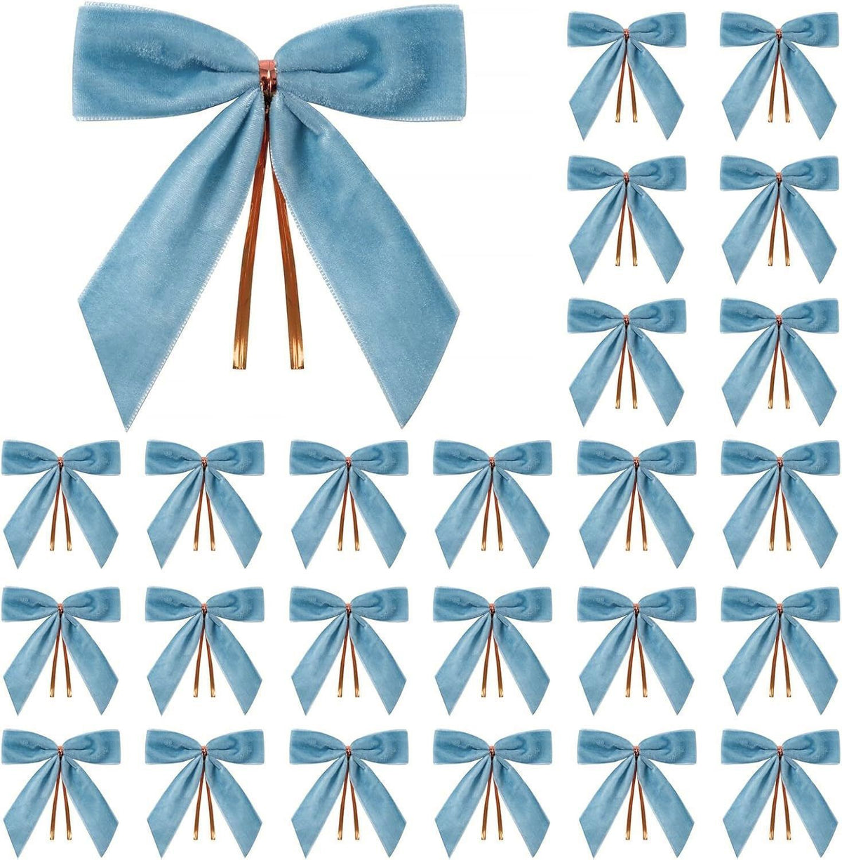 Velvet Twist Tie Bows Christmas Tree Ornament Set - Blue