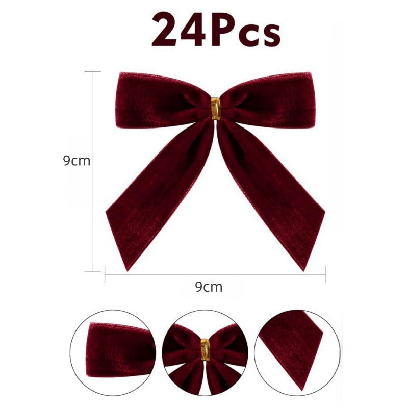 Velvet Twist Tie Bows Christmas Tree Ornament Set