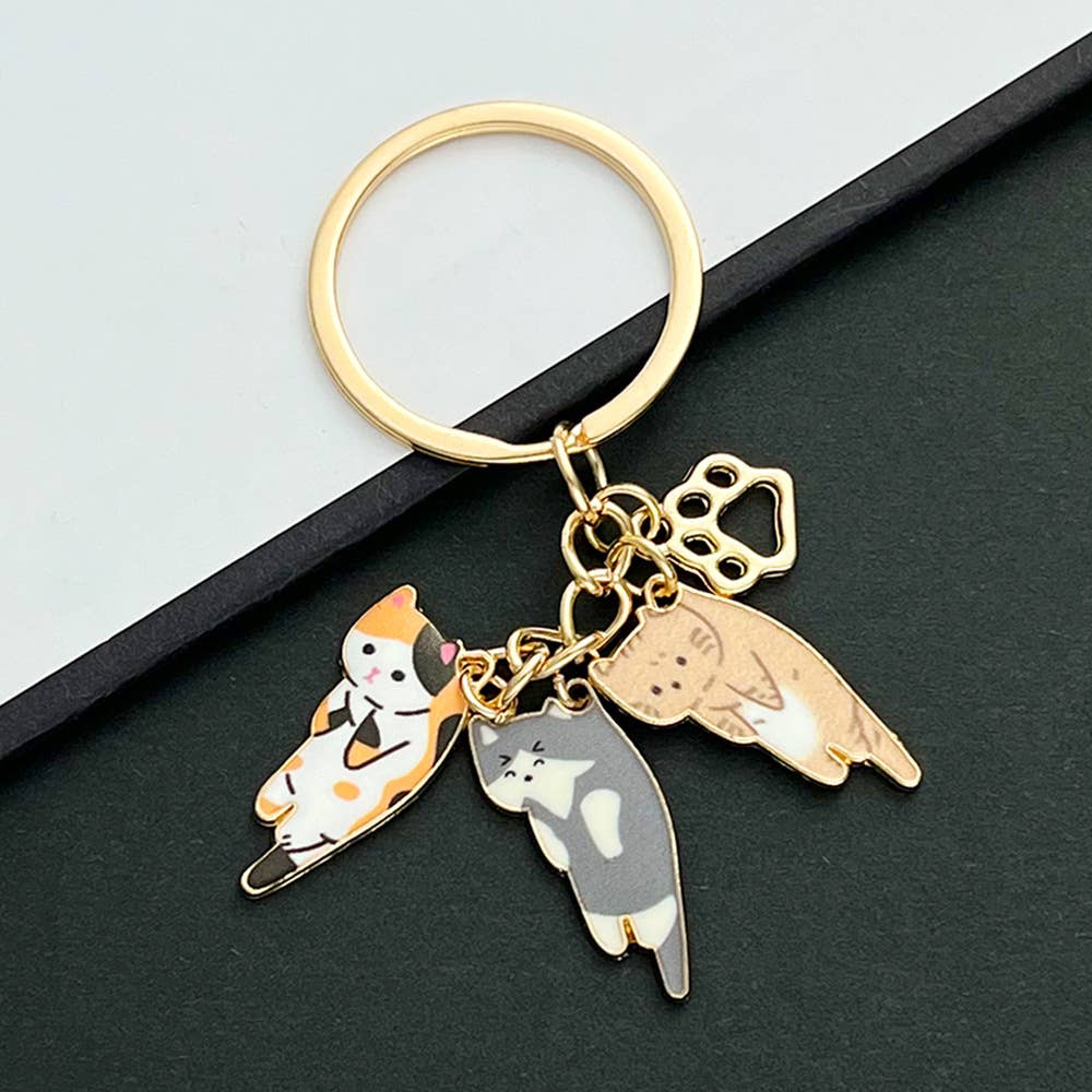 Playful Cat Paw Charm Keychain