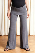 Stretch Jersey Foldover Waist Palazzo Pants - Grey