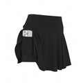 Pleated Tennis Skirt With Phone Pocket - Black