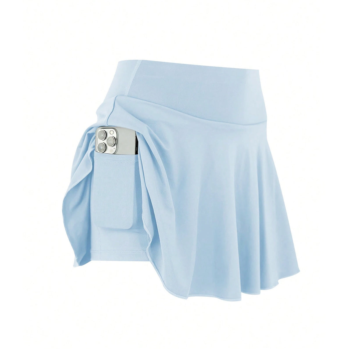 Pleated Tennis Skirt With Phone Pocket - Blue