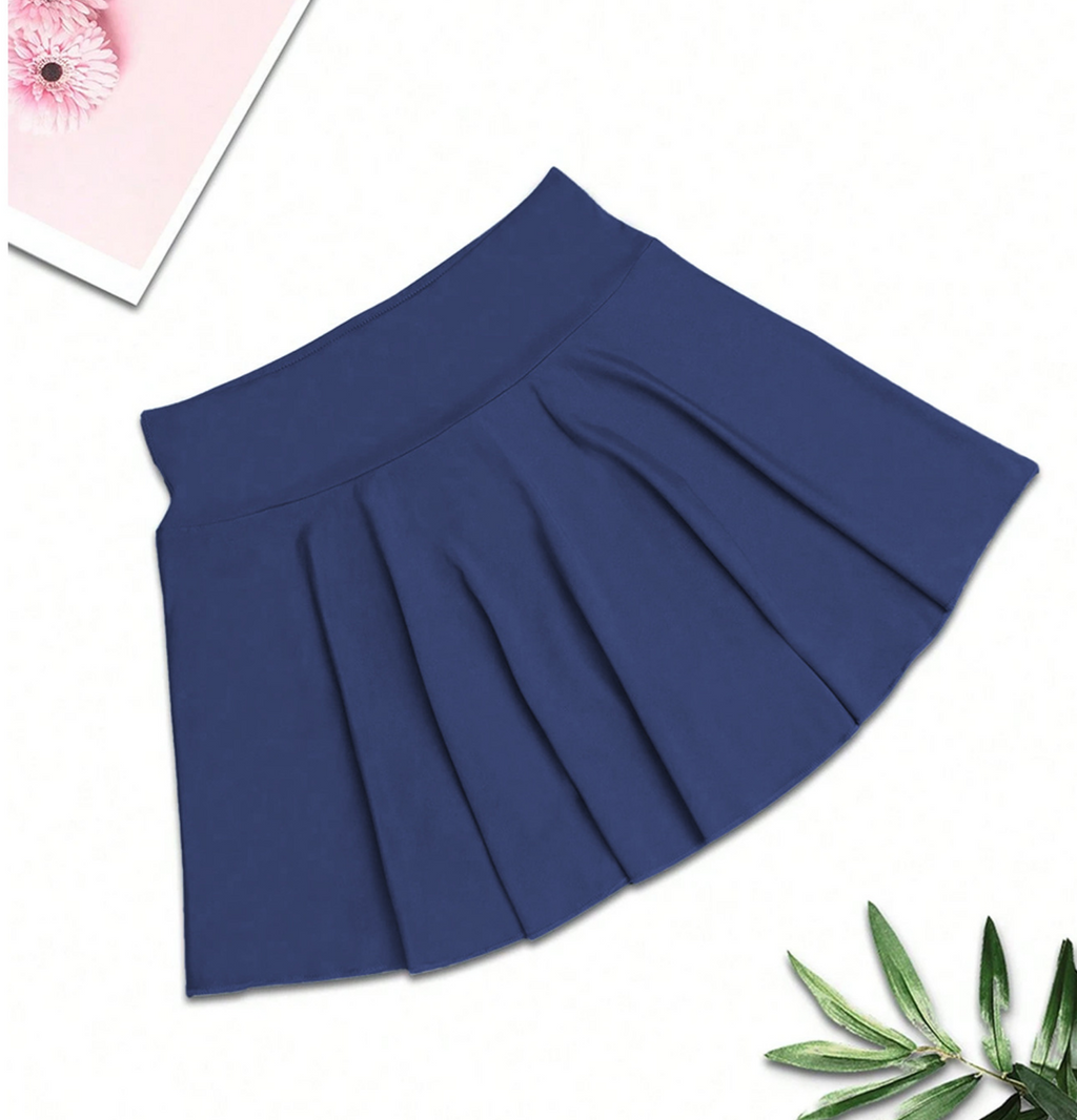 Pleated Tennis Skirt With Phone Pocket - NavyBlue - 1