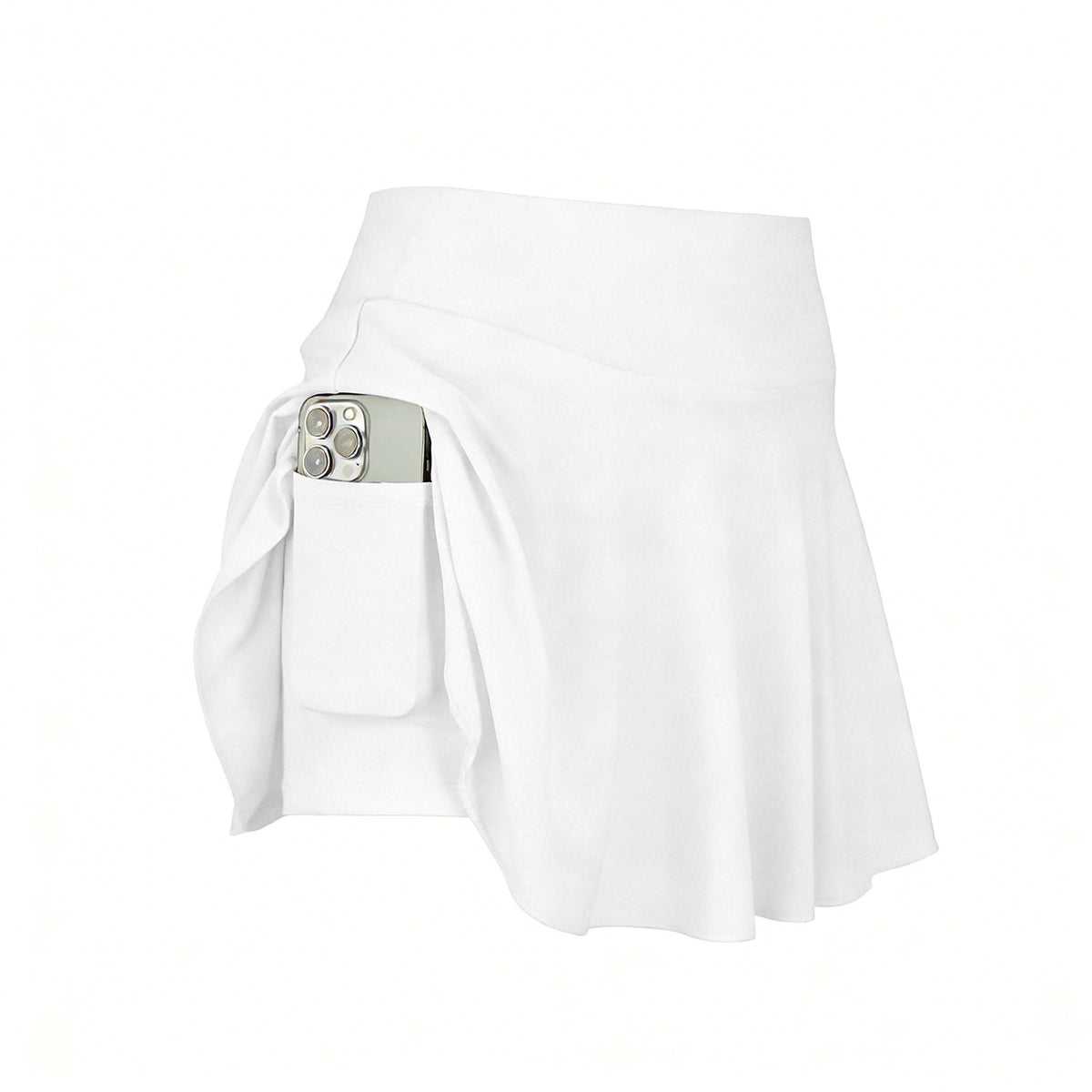 Pleated Tennis Skirt With Phone Pocket - White