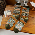 Aztec Stripe Thick Knit Winter Socks - Green
