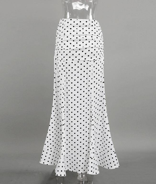 Flowy High Waist Fishtail Chiffon Maxi Skirt - White - 1
