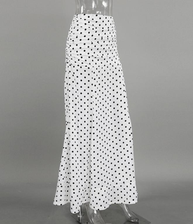 Flowy High Waist Fishtail Chiffon Maxi Skirt - White - 2