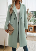 Longline Notch Lapel Button Coat - Green