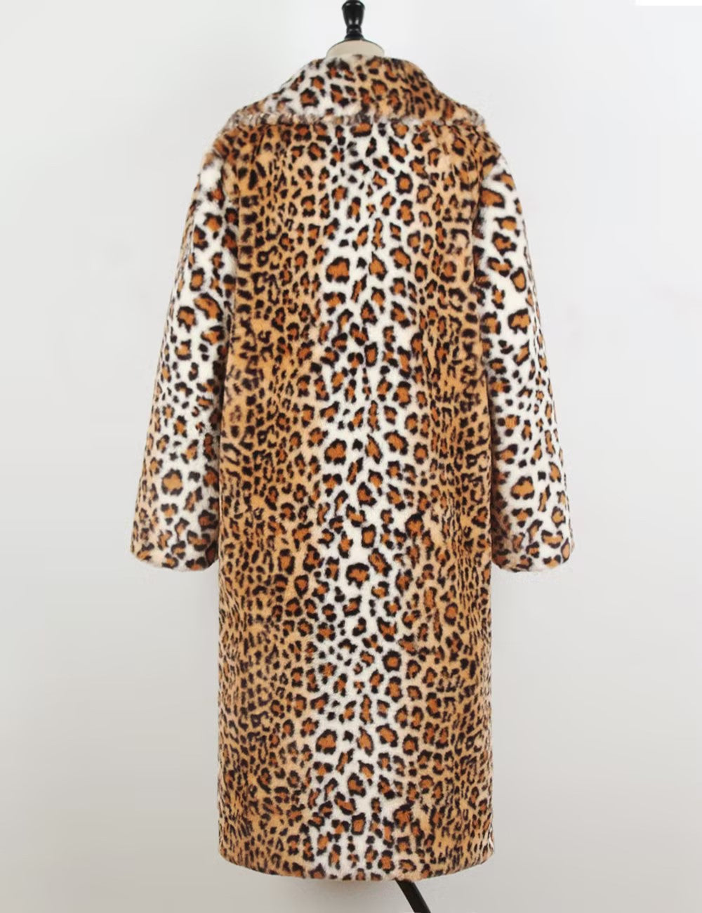 Leopard Print Faux Fur Longline Coat - Leopard - 2