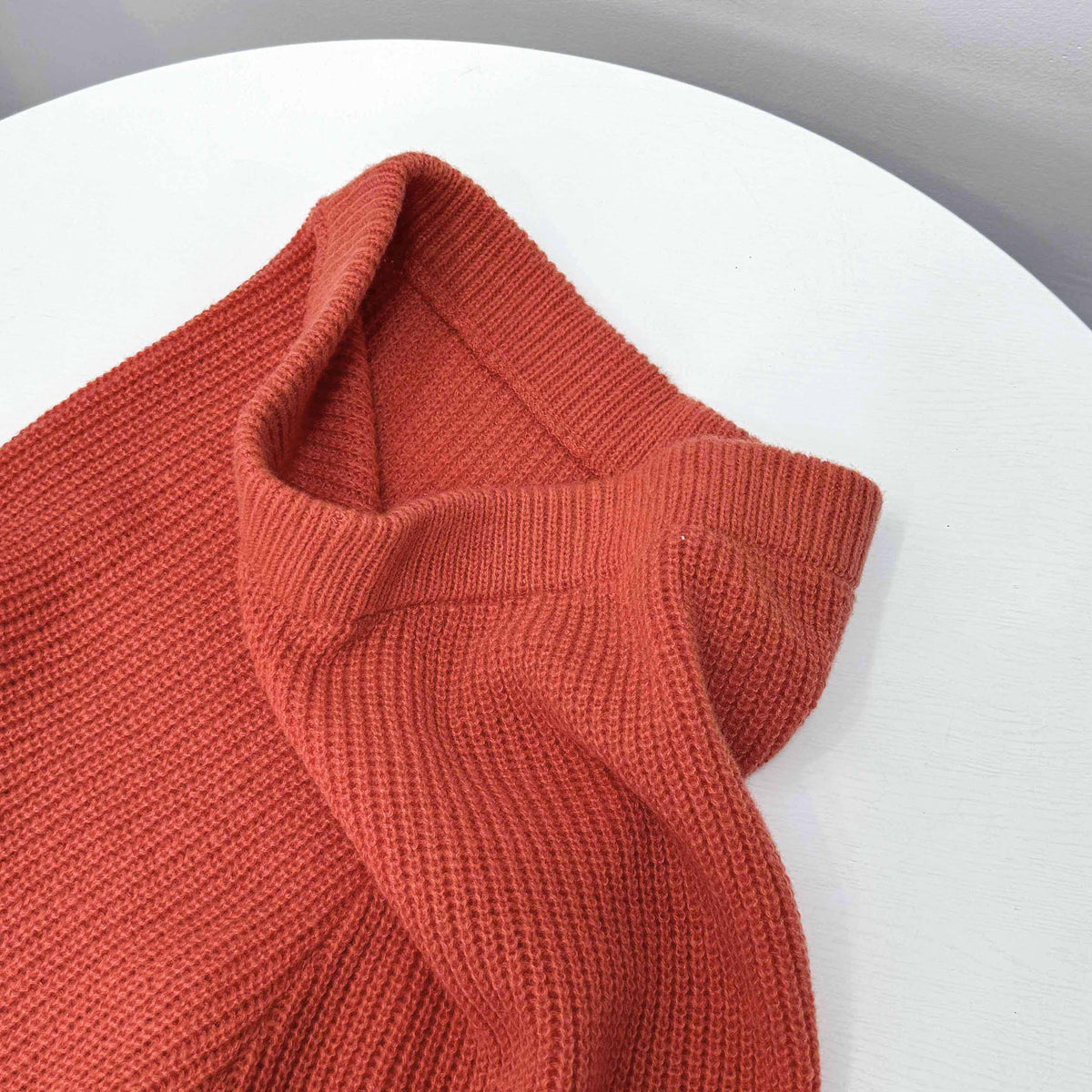 Ribbed Knit Top And Wide Leg Pants Set - Orange - 1
