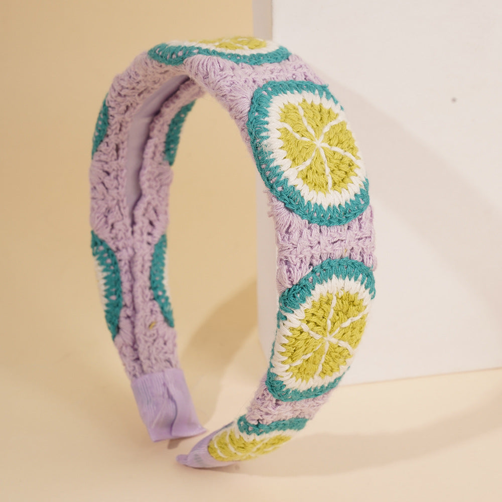 Fruit and Flower Crochet Knot Headband - Lemon