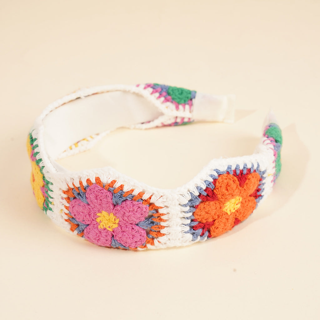 Fruit and Flower Crochet Knot Headband - White